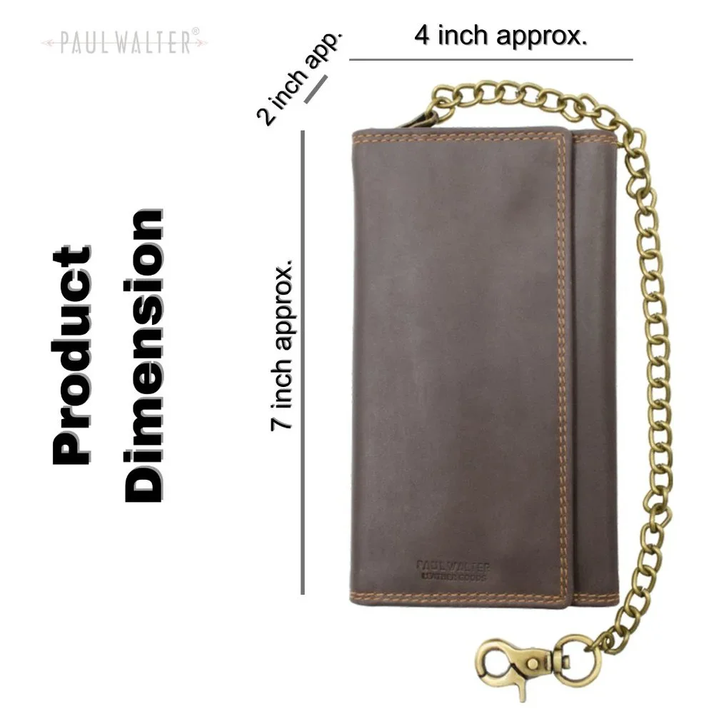 Men’s Leather Biker Chain Wallet – RFID Trifold Trucker Wallet